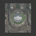Large Circular Modern Stadium With White Roof And Green Surrounding Lawns