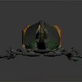 3D Beetle Model With Orange Body Green Eyes Long Mandibles And Gray Legs
