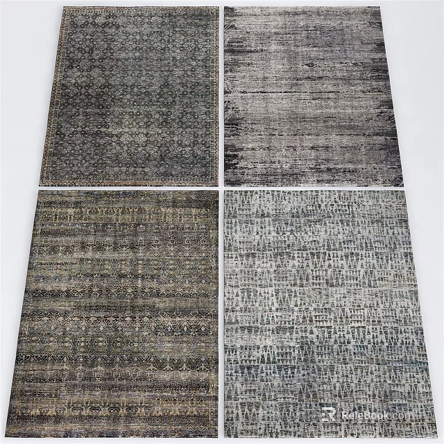 Square Rugs with Vintage Patterns Modern Textures and Decorative Designs for Living Room Home Decor 3d model 