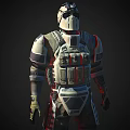 Futuristic Biological Warrior Character Wearing Detailed Armored Suit With Sci Fi Elements