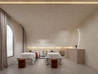 Elegant Beauty Salon Interior Design With Comfortable Treatment Beds And Soft Lighting Setup 3d model