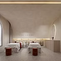 Elegant Beauty Salon Interior Design With Comfortable Treatment Beds And Soft Lighting Setup
