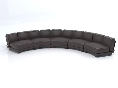 Modern Brown Curved Leather Sectional Sofa with Comfortable Seats for Living Room 3d model