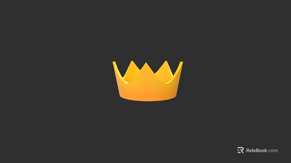 Yellow Crown Shaped Hat With Simple Design Bright Color On Dark Background 3d model 