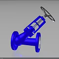 Blue Metallic Industrial Valve With Silver Handwheel And Flange Connection