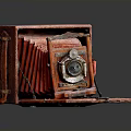 Vintage Red Folding Camera Classic Electronic Appliance With Retro Design