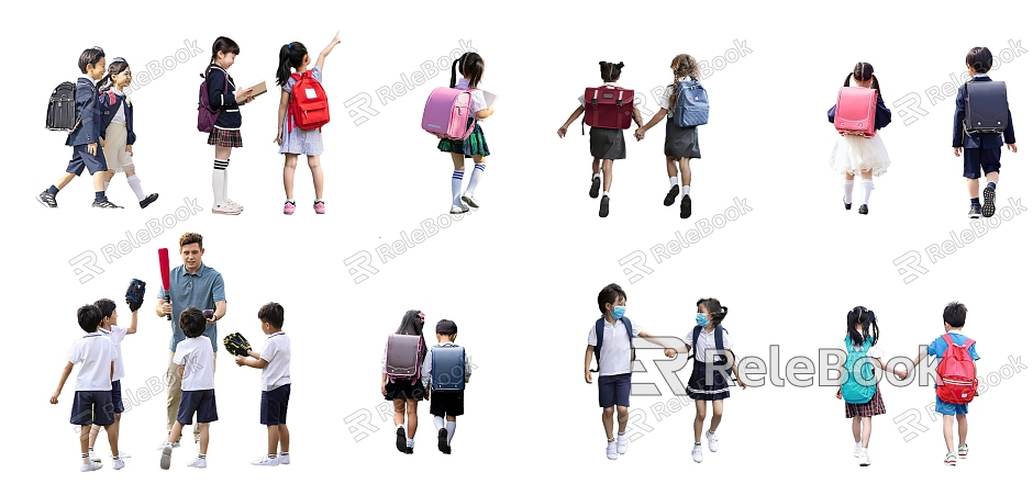 2D Asian Student Chinese Yellow Breed Primary School Student Kindergarten Uniform model