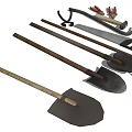 Essential Hardware Tools Collection Including Shovels Rake Hammer Pliers And Screwdrivers 3d model