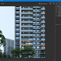 Modern High Rise Residential Building With Glass Windows Balconies And Green Trees In Surroundings