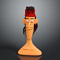 Cartoon Style Man With Red Bandana White Polka Dots Long Hair Surprised Expression
