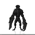 Black Mechanical Organic Monster Character With Muscular Build And Clawed Limbs
