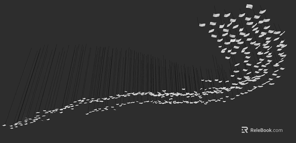 Modern Curved Chandelier With Multiple Hanging Pendant Lights For Interior Decor 3d model