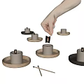Decorative Candle Holder Set Featuring Hand Lighting Candles On Trays And Matchsticks