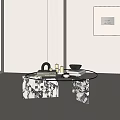 Middle ancient style tea table ornaments combination 3d model