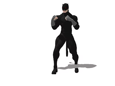 Game And Movie Character Wearing Black Bodysuit With Fighting Stance And Mask 3d model