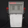 Public Gas Station Fuel Dispenser With Supreme Regular Labels Red Fuel Nozzles And Black Hoses