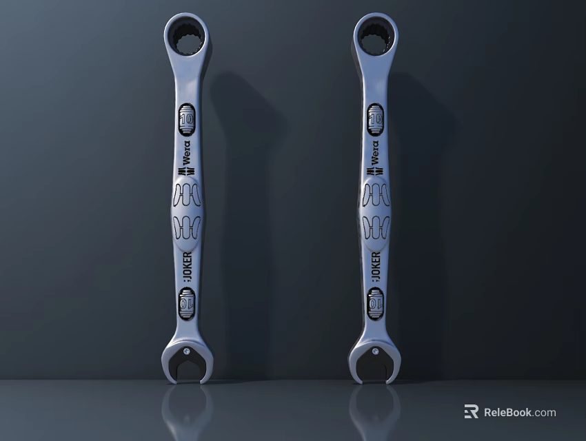 Silver Double Open End Wrenches With JIME Brand And 19MM Size 3d model