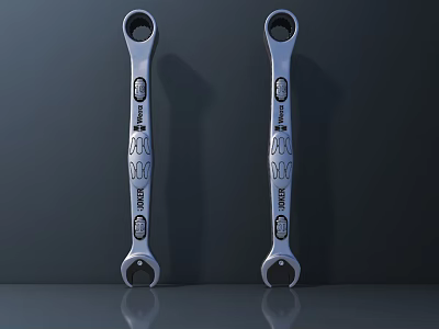 Silver Double Open End Wrenches With JIME Brand And 19MM Size 3d model