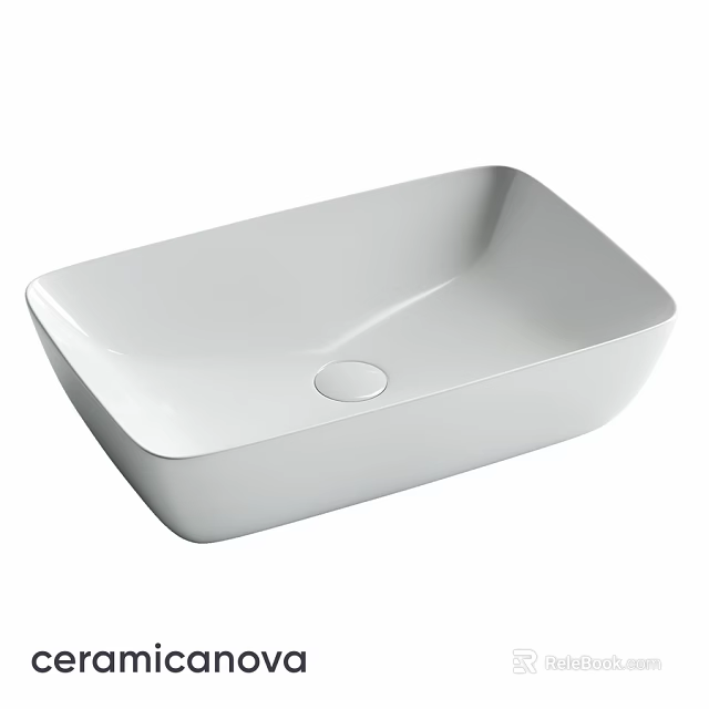 Modern White Rectangular Washbasin With Smooth Surface And Minimalist Design 3d model 