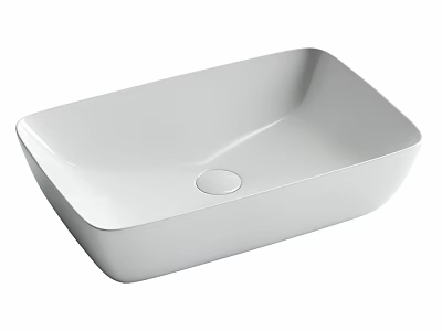Modern White Rectangular Washbasin With Smooth Surface And Minimalist Design 3d model