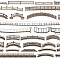 Assorted Wooden Landscape Bridge Designs Featuring Curved And Straight Shapes With Railings