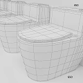 Multiple Modern Toilets in White and Gray on Marble Floor Bathroom