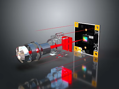 Computer Optical Sensor Module With Transparent Lens Red Laser And Yellow Frame Circuit Board 3d model