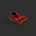 Traditional Red Christmas Sleigh With Golden Accents And Black Seat