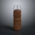 Durable Brown Leather Hanging Punching Bag With Metal Chains For Boxing Training