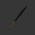Ornate Decorative Sword With Serrated Blade And Golden Hilt For Collection