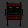 Modern Red And Gray Accent Chair With Black Armrests And Backrest Holes
