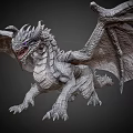Gray Scaled 3D Flying Dragon Model With Sharp Teeth And Large Wings 3d model