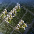 Birds Eye View Planning of Residential Area with High Rise Buildings Green Areas and Roads