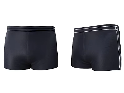 Men's Black Boxer Briefs Front and Back View With White Waistband Stripes 3d model