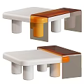 Modern Coffee Table Design With White Surface Orange Accent And Transparent Acrylic Base 3d model
