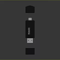 Black USB Flash Drive With Portable Storage Function And Two Small Caps