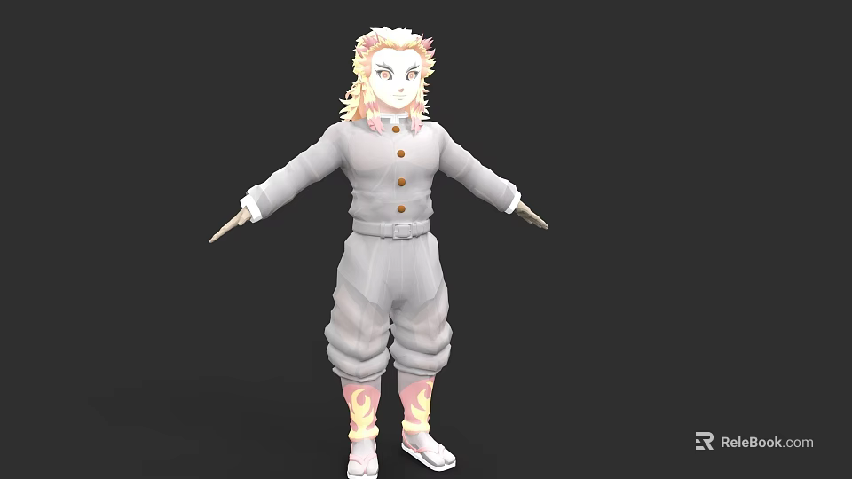 Game and Movie Character With Blonde Hair White Jumpsuit Buttons And White Shoes 3d model 