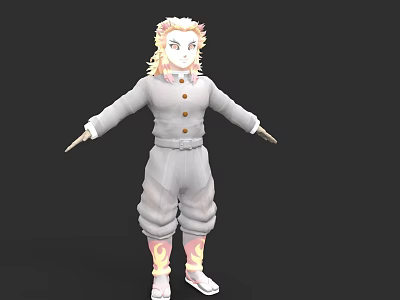 Game and Movie Character With Blonde Hair White Jumpsuit Buttons And White Shoes 3d model