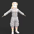 Game and Movie Character With Blonde Hair White Jumpsuit Buttons And White Shoes
