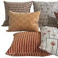 Warm Colored Decorative Pillows With Striped Geometric And Floral Patterns For Home Decor