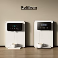 Poliform Electric Coffee Maker White Design Smart Screen Display Coffee Cup On Wooden Counter