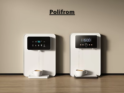 Poliform Electric Coffee Maker White Design Smart Screen Display Coffee Cup On Wooden Counter 3d model