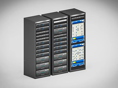 Black Server Racks Featuring Multiple Units For Data Center Network Equipment 3d model