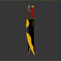 Double Daggers With Red Handles And Black Gold Blades Connected By Chain