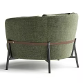 Modern Green Upholstered Armchair With Round Pillow And Metal Legs Design