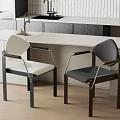 Modern Dining Chairs With White Gray Upholstery Metal Frame Wooden Armrests In Kitchen Bar Area