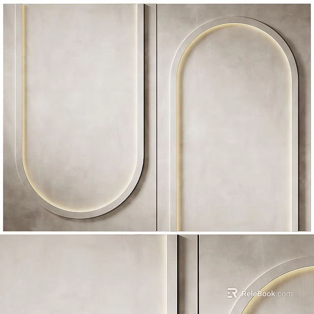 Modern Minimalist Wall Paneling With Arched Design And Integrated Lighting For Interior Decoration 3d model 