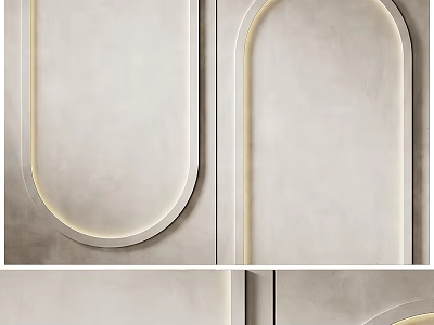 Modern Minimalist Wall Paneling With Arched Design And Integrated Lighting For Interior Decoration 3d model