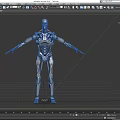 Detailed Robotic Game Movie Character With Mechanical Skeleton Standing Pose