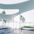 Modern subway exit special-shaped landscape gallery awning rest channel awning 3d model